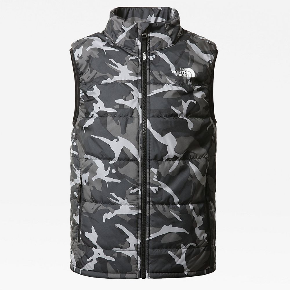 The North Face Vests Youth Australia - The North Face Printed Reactor Insulated Grey Camo Print Runn